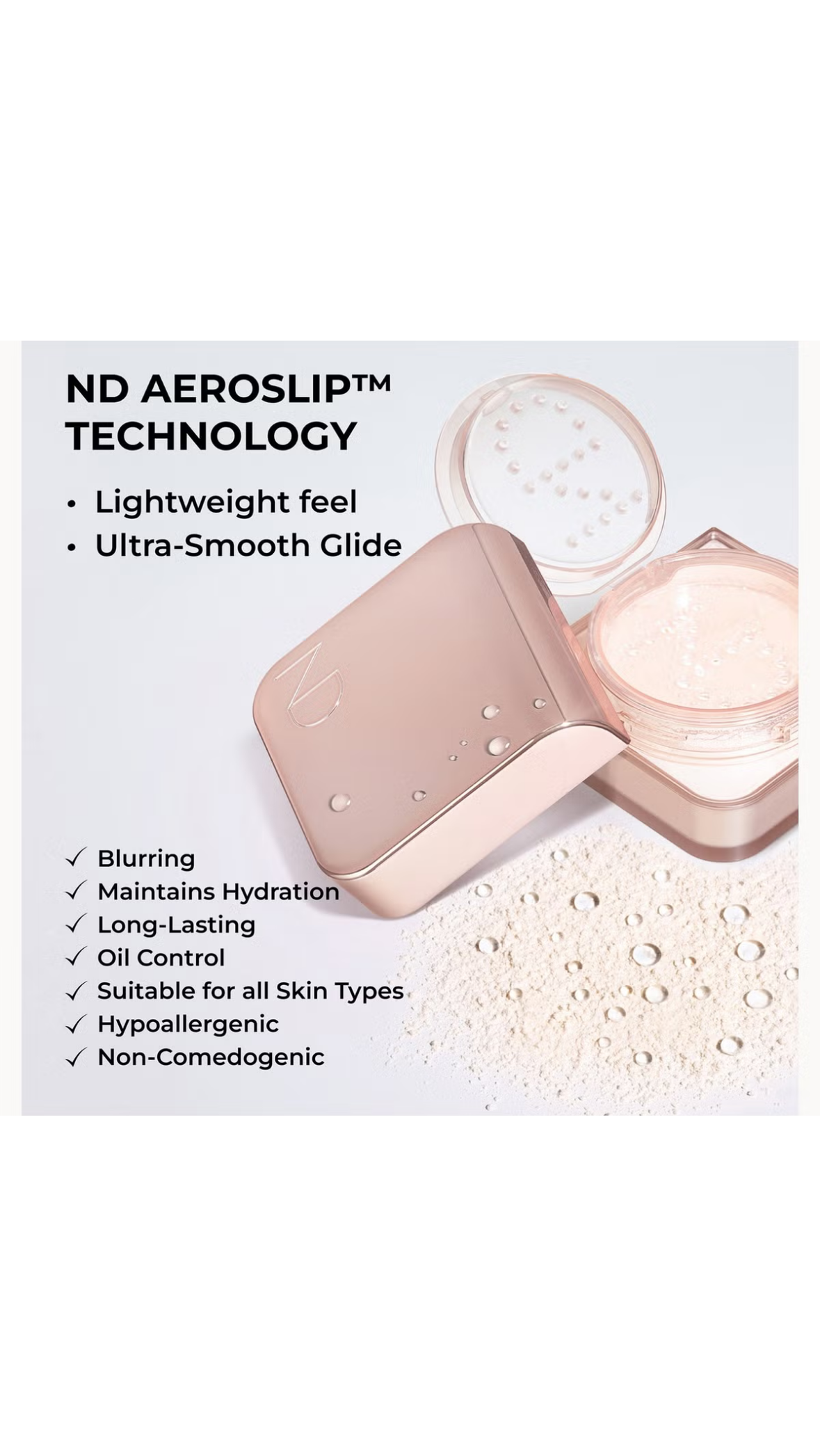 Polvo fijador traslúcido HY-GLAM de Natasha Denona, waterproof y libre de cakey, 100% original. Envío nacional garantizado desde Miracle Store Colombia.